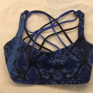 Lululemon strappy sports bra. Snake-like pattern